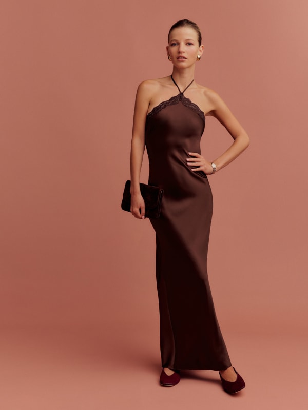 Aara Silk Dress - Mahogany